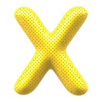 Gold bubble letter X font 3d render png