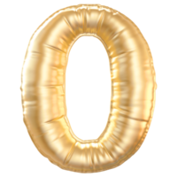 Gold bubble letter O font 3d render png