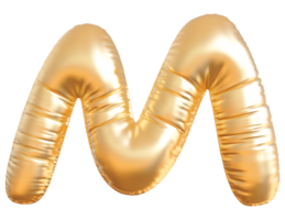 oro bolla lettera m font 3d rendere png