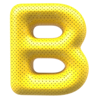 Gold bubble letter B font 3d render png