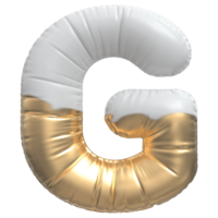Gold bubble letter G font 3d render png