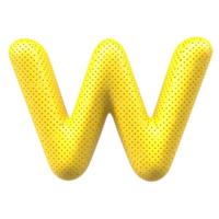 Gold bubble letter W font 3d render png