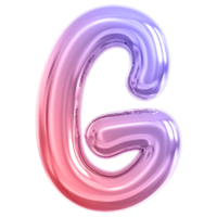 Gradient bubble letter G font 3d render png