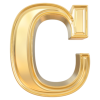 oro letra C fuente 3d hacer png