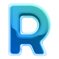 Gradient letter R font 3d render png