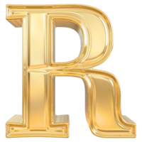 guld brev r font 3d framställa png