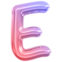 Gradient bubble letter E font 3d render png