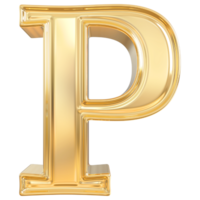 oro lettera p font 3d rendere png