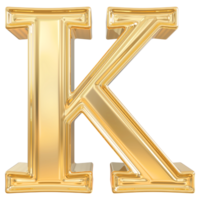 guld brev k font 3d framställa png