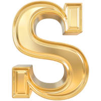 oro lettera S font 3d rendere png