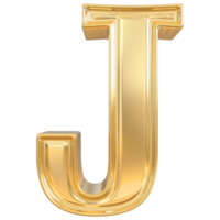 guld brev j font 3d framställa png