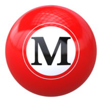 3d ball letter M font 3d ball render png