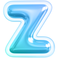 Blue letter Z font 3d render png