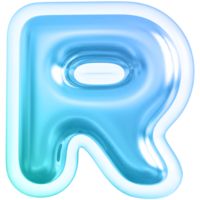 azul letra r fuente 3d hacer png