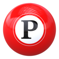 3d ball letter P font 3d ball render png