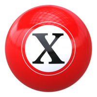 3d ball letter X font 3d ball render png