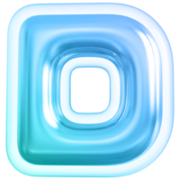 Blue letter D font 3d render png