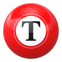 3d ball letter T font 3d ball render png