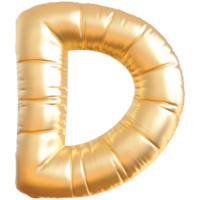 Gold bubble letter D font 3d render png