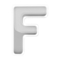 Silver letter F font 3d render png