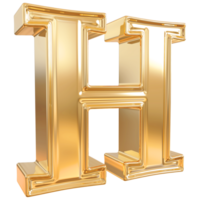 oro lettera h font 3d rendere png