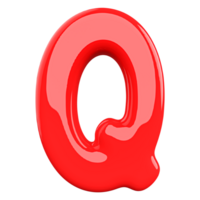 Red letter Q font 3d render png