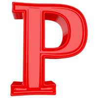 Red letter P font 3d render png