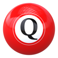 3d ball letter Q font 3d ball render png