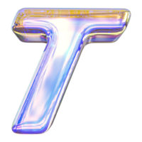 Gradient letter T font 3d render png