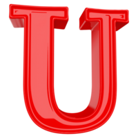 Red letter U font 3d render png