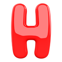 Red letter H font 3d render png