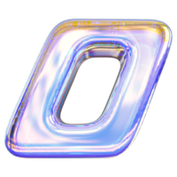 Gradient letter O font 3d render png