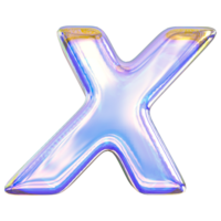 Gradient letter X font 3d render png