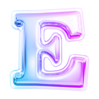 Gradient letter E font 3d render png