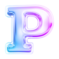 Gradient letter P font 3d render png