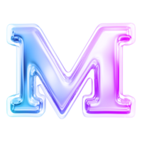 Gradient letter M font 3d render png