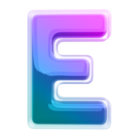 Gradient letter E font 3d render png