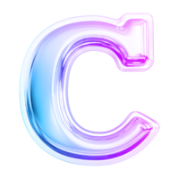 Gradient letter C font 3d render png