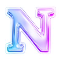 Gradient letter N font 3d render png