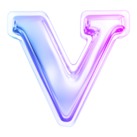 Gradient letter V font 3d render png