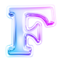 Gradient letter F font 3d render png