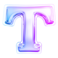 Gradient letter T font 3d render png