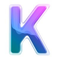 Gradient letter K font 3d render png