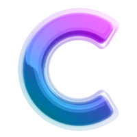 Gradient letter C font 3d render png
