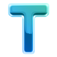 Gradient letter T font 3d render png