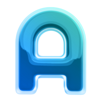 Gradient letter A font 3d render png