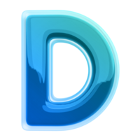 Gradient letter D font 3d render png
