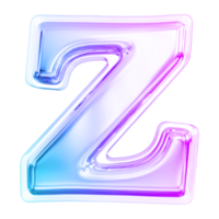 Gradient letter Z font 3d render png