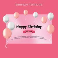 birthday template invitation with mesh background and balloons vector