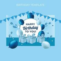 contento cumpleaños modelo diseño con plataforma estilo vector